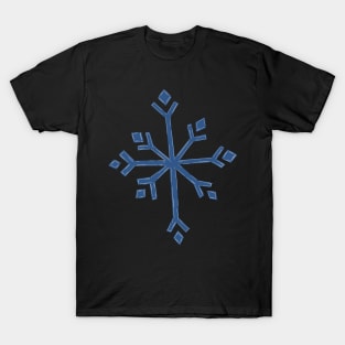 Large Snowflake Digital Illustration in Blues T-Shirt